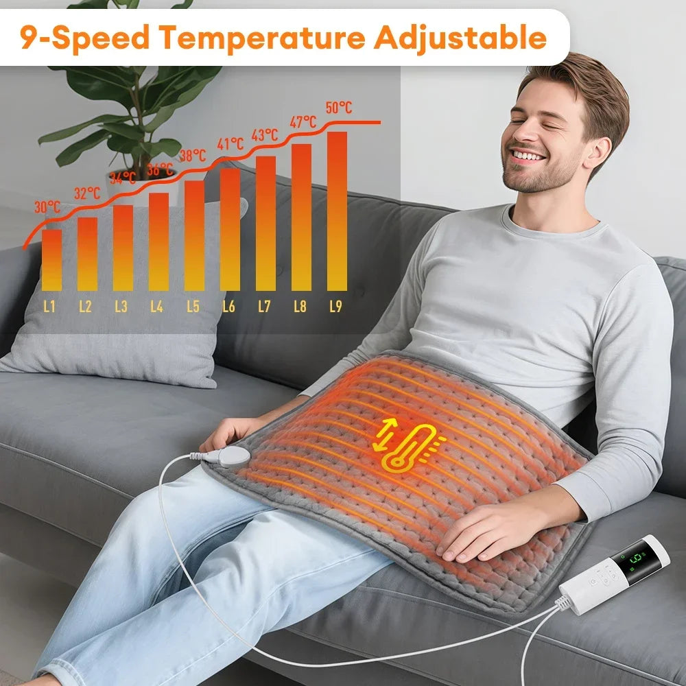 Electric Heating Pad — 12x24 in, 9 Heat Settings