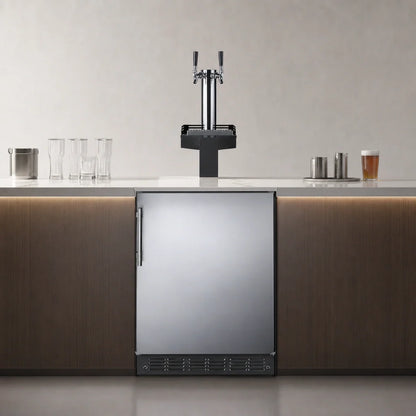 Summit Commercial Summit Appliance SBC7BRSFLTWADA Built-In Dual-Tap Beer Kegerator, ADA-Height, Floating Tap, Stainless Steel Door