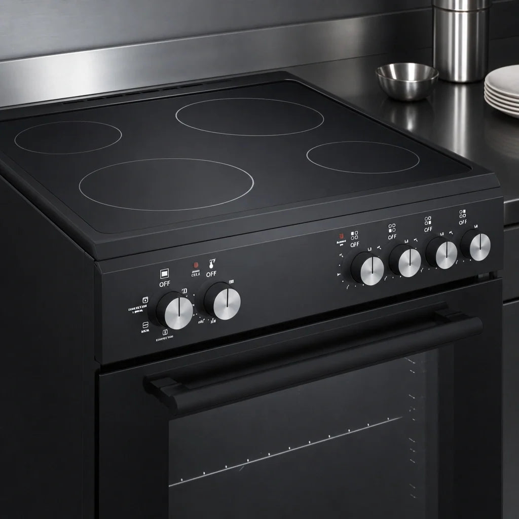 Summit Commercial Summit Appliance REXT24BL 24-Inch Black Smooth-Top Electric Convection Range with Ceramic Glass Cooktop