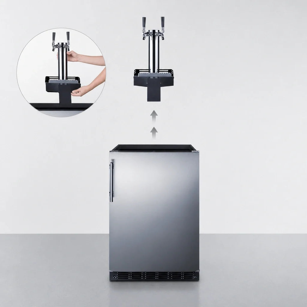 Summit Commercial Summit Appliance SBC7BRSFLTWADA Built-In Dual-Tap Beer Kegerator, ADA-Height, Floating Tap, Stainless Steel Door