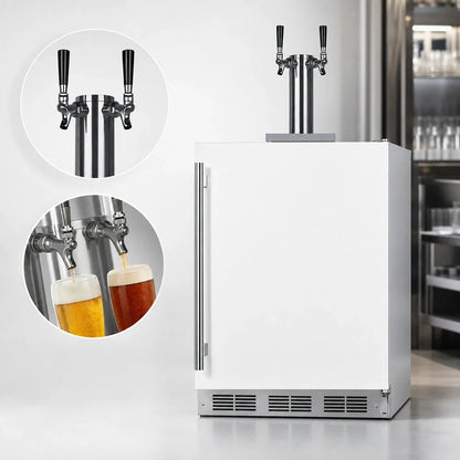 Summit Commercial Summit Appliance SBC58WHBIADA ADA-Height Dual Tap Beer Dispenser, White, Holds 2 Sixth-Barrel Kegs