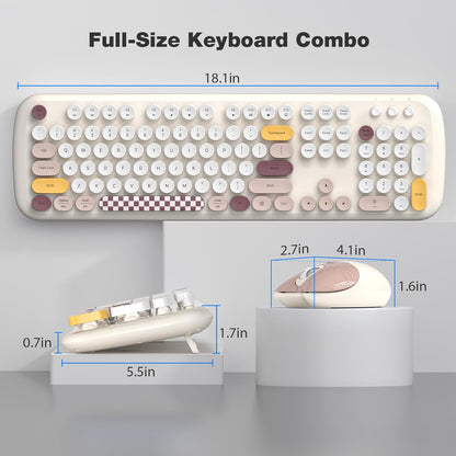 Wireless Keyboard & Mouse Combo - Silent Click, Colorful 104 Keys