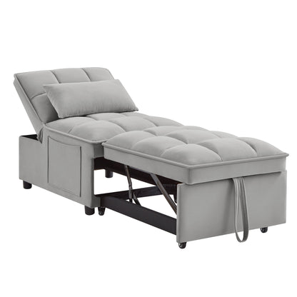 4 in 1 Multi-Function Single Sofa Bed with Adjustable Backrest - Gray