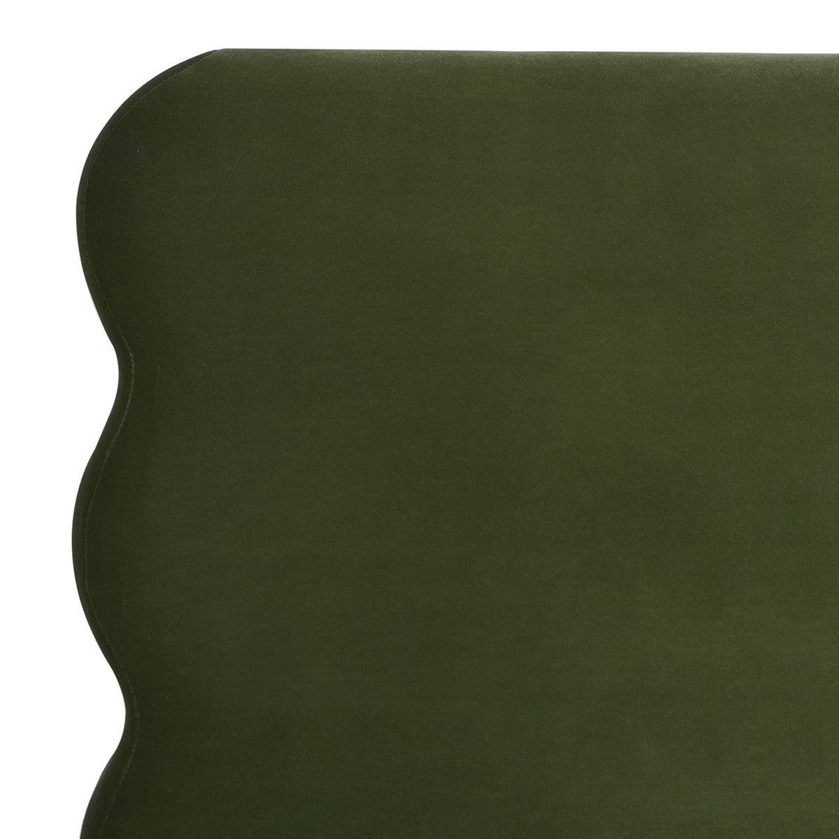 Modern Wavy Headboard Platform Bed with Upholstered Frame - White or Dark Green