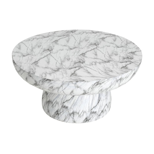 MGO Faux Marble Coffee Table with Handcrafted Finish - White Marble