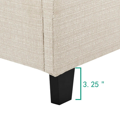 Tufted Upholstered Headboard Platform Bed with Padded Headboard - Queen, Beige or Dark Green