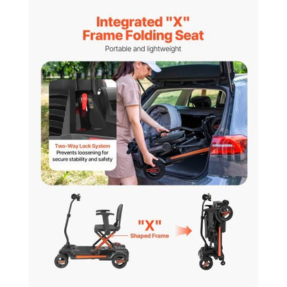 4-Wheel Electric Mobility Scooter for Adults & Seniors, Integrated Foldable Mobility Scooter with 9.3 Miles Long Range, All Terrain Travel Wheelchair with 9? Climbing Capacity & 265LBS Loading