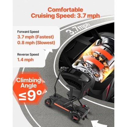 4-Wheel Electric Mobility Scooter for Adults & Seniors, Integrated Foldable Mobility Scooter with 9.3 Miles Long Range, All Terrain Travel Wheelchair with 9? Climbing Capacity & 265LBS Loading