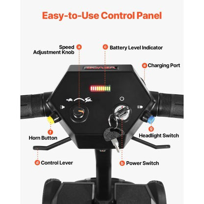 4-Wheel Electric Mobility Scooter for Adults & Seniors, Integrated Foldable Mobility Scooter with 9.3 Miles Long Range, All Terrain Travel Wheelchair with 9? Climbing Capacity & 265LBS Loading
