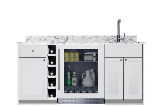 Summit Commercial Summit Appliance OASISWH33 ADA-Height White Turnkey Wet Bar with Hardwood Cabinetry, Sink & Beverage Center