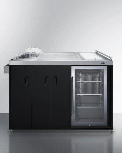Summit Commercial Summit Appliance CARTOS54LG Portable Outdoor Kitchenette with Glass Door Refrigerator, Sink & Stainless Steel Countertop