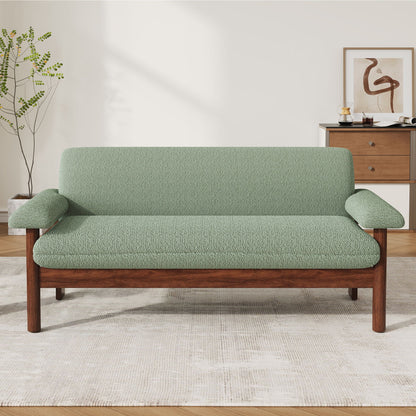 Fabric Loveseat Sofa with Armrest Pillows - Beige, Green, or Dark Brown