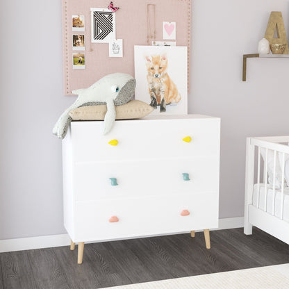 3 Drawer Dresser Storage Cabinet with Anti-Tip Safety - White or Green