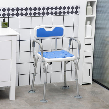 Padded Shower Chair with Arms and Adjustable Height - Aluminum