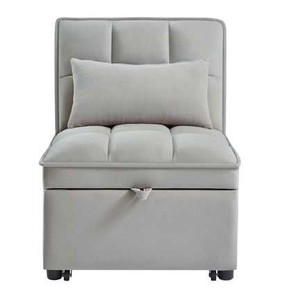 4 in 1 Multi-Function Single Sofa Bed with Adjustable Backrest - Gray
