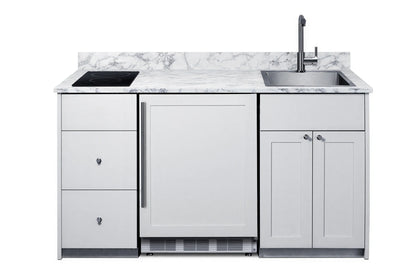Summit Commercial Summit Appliance CALDERAWH33I ADA-Height White Turnkey Kitchenette with Refrigerator, Induction Cooktop, Sink & Storage
