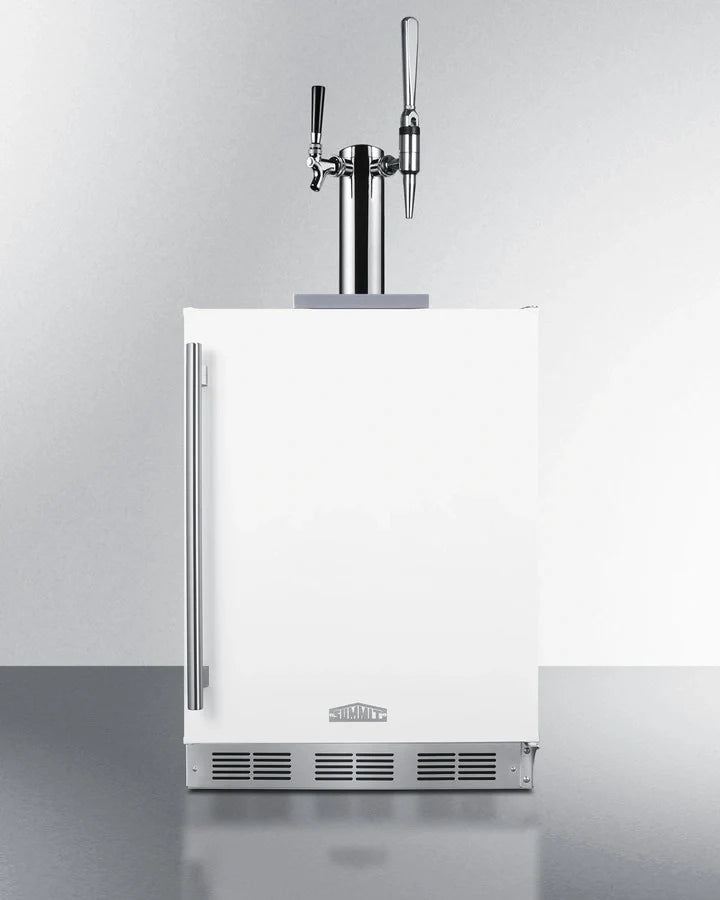 Summit Appliance 24-Inch Wide ADA-Height Coffee Kegerator with Dual Tap Tower, Flat and Nitro Dispense, White