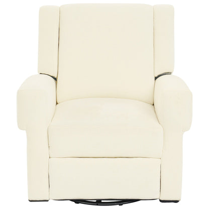 Manual Recliner Chair with Swivel Rocker and Dual Recline - White or Light Brown