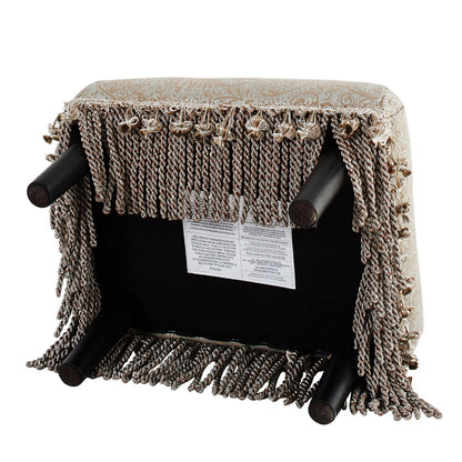 Handcrafted Accent Footstool Ottoman with Solid Wood Frame - Beige or Pearl Silver