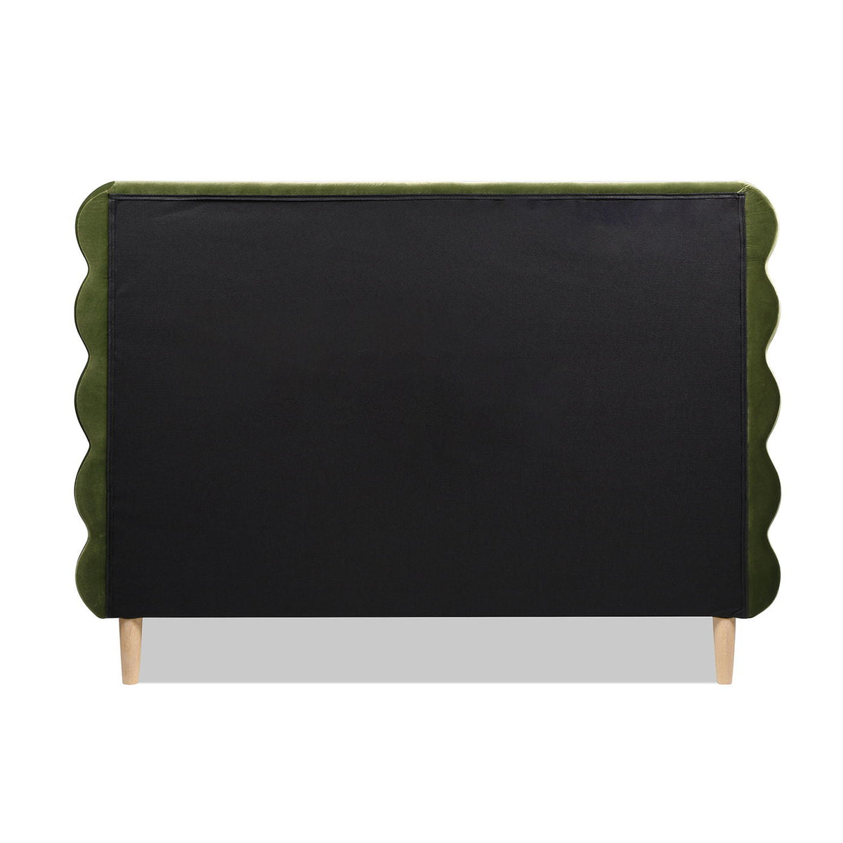 Modern Wavy Headboard Platform Bed with Upholstered Frame - White or Dark Green