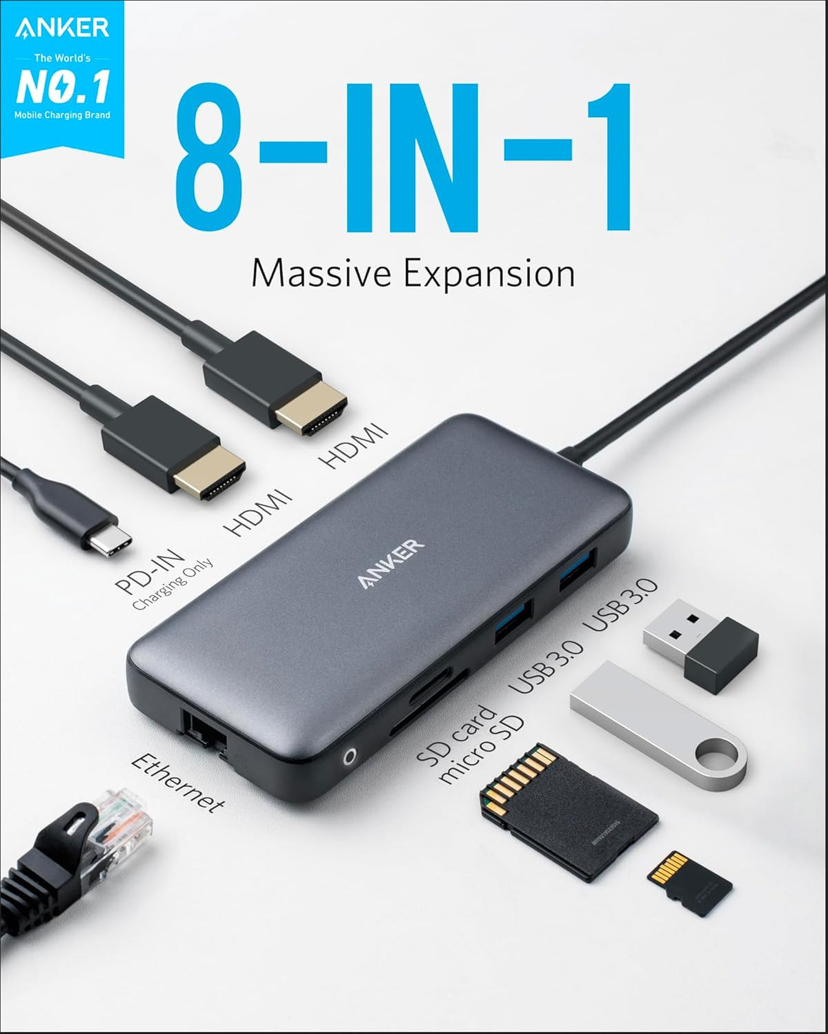 Anker 8-in-1 USB-C Laptop Docking Station