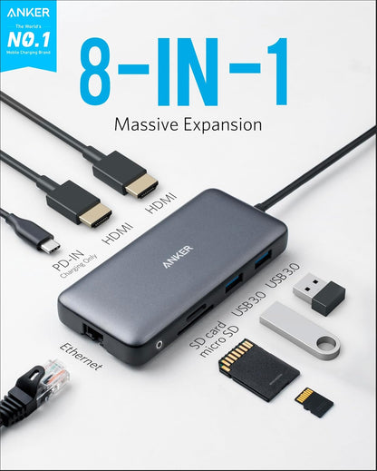 Anker 8-in-1 USB-C Laptop Docking Station