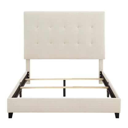 Tufted Upholstered Headboard Platform Bed with Padded Headboard - Queen, Beige or Dark Green