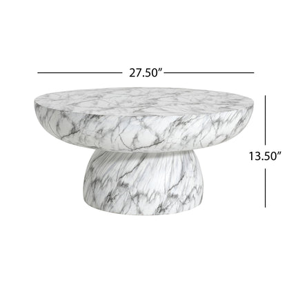 MGO Faux Marble Coffee Table with Handcrafted Finish - White Marble