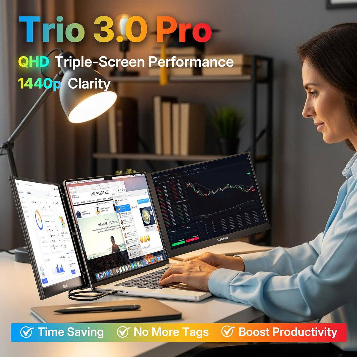 Triple-Screen Laptop Monitor Extender