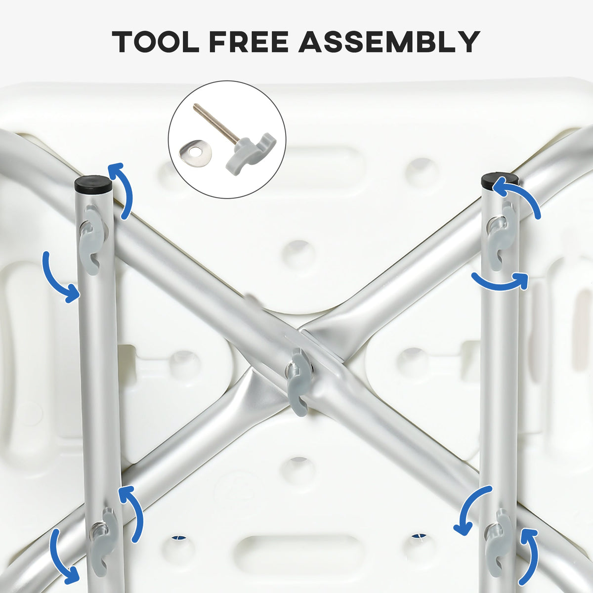 Padded Shower Chair with Arms and Adjustable Height - Aluminum