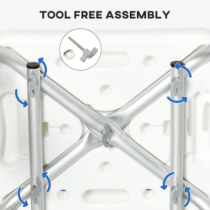 Padded Shower Chair with Arms and Adjustable Height - Aluminum