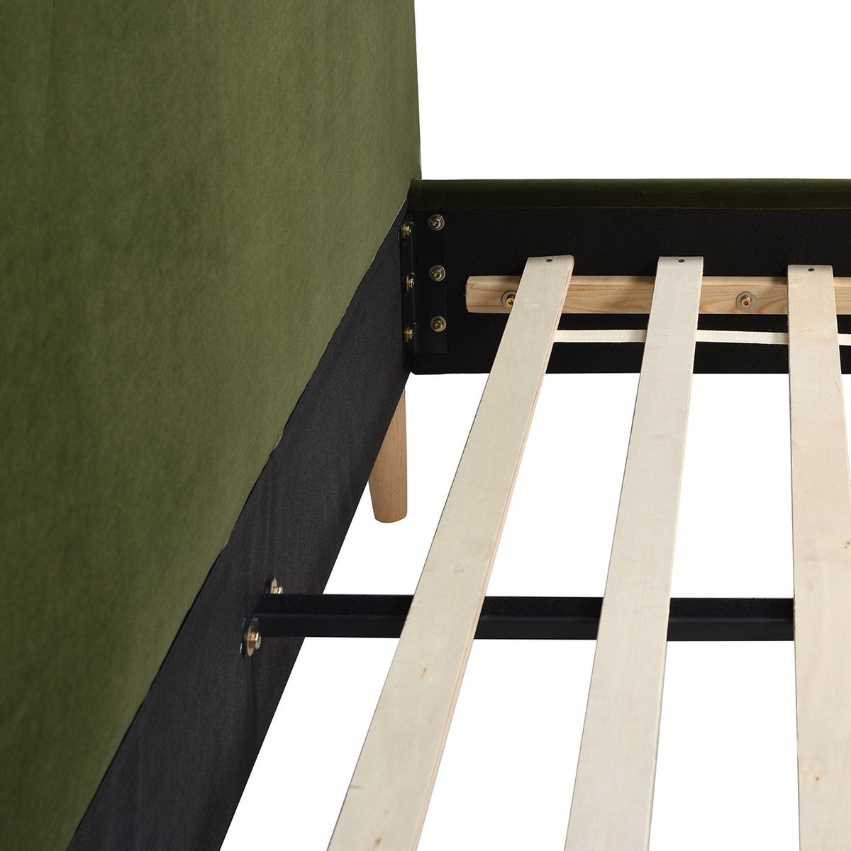 Modern Wavy Headboard Platform Bed with Upholstered Frame - White or Dark Green
