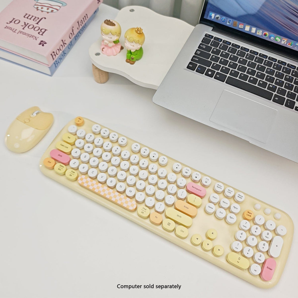 Wireless Keyboard & Mouse Combo - Silent Click, Colorful 104 Keys
