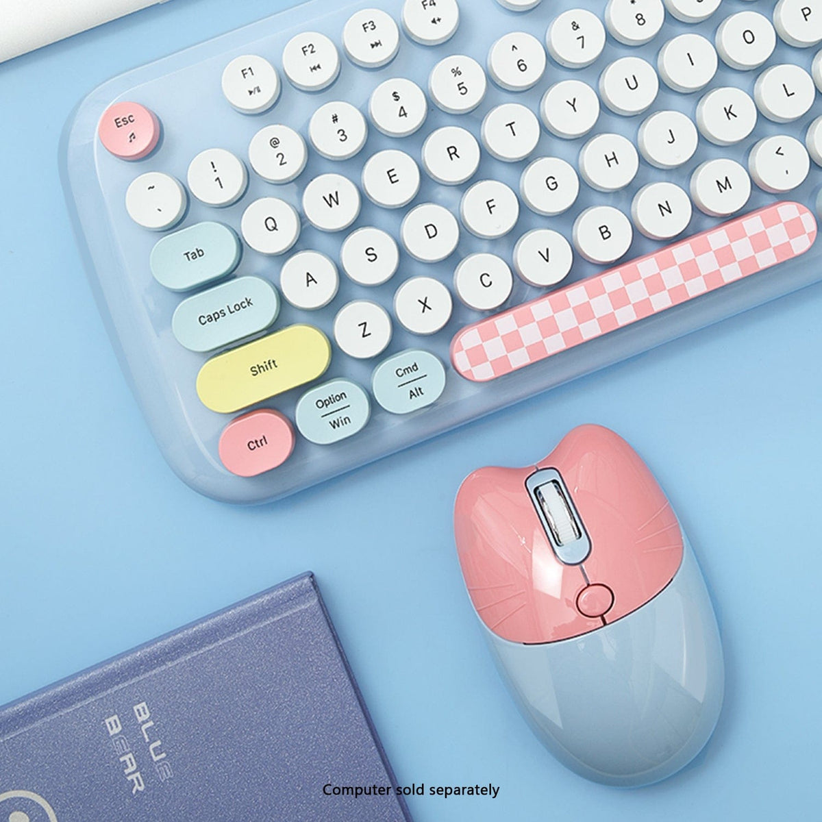 Wireless Keyboard & Mouse Combo - Silent Click, Colorful 104 Keys
