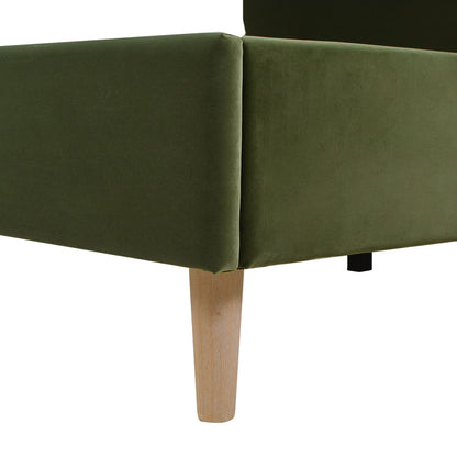 Modern Wavy Headboard Platform Bed with Upholstered Frame - White or Dark Green