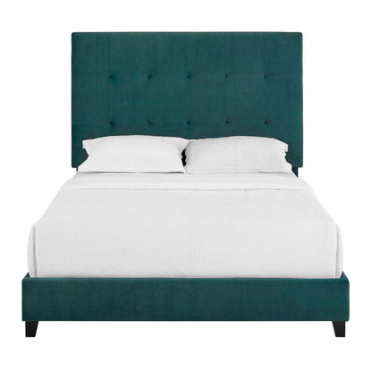 Tufted Upholstered Headboard Platform Bed with Padded Headboard - Queen, Beige or Dark Green
