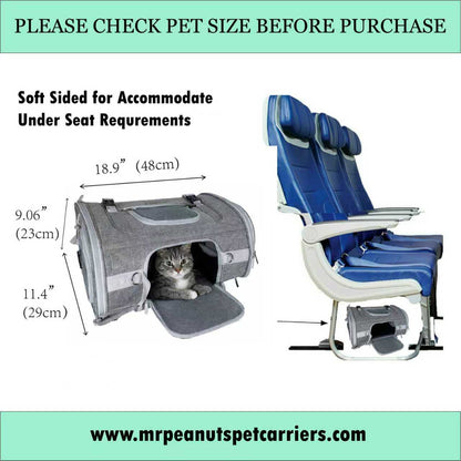Mr. Peanut's Monterey Series Airline Compliant Horizontal Backpack Pet Carrier