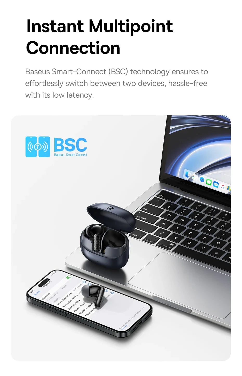 Baseus EP10 Pro ANC Earbuds Wireless Bluetooth 6.0 Earphones 50dB Realtime Adaptive Headphones 6 Mic Hi-Res LDAC IP55  Ear Buds