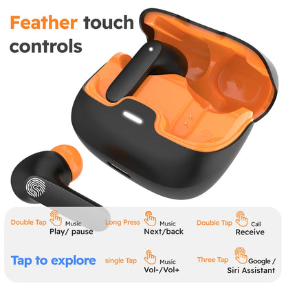 Wireless Bluetooth 5.4 Earbuds with Noise-Cancelling Microphones