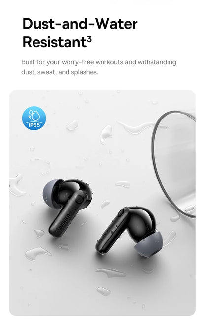 Baseus EP10 Pro ANC Earbuds Wireless Bluetooth 6.0 Earphones 50dB Realtime Adaptive Headphones 6 Mic Hi-Res LDAC IP55  Ear Buds
