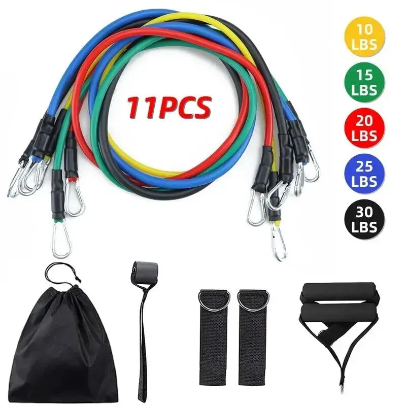 Stackable Resistance Bands Set with Handles — 5 Bands, Door Anchor & Straps