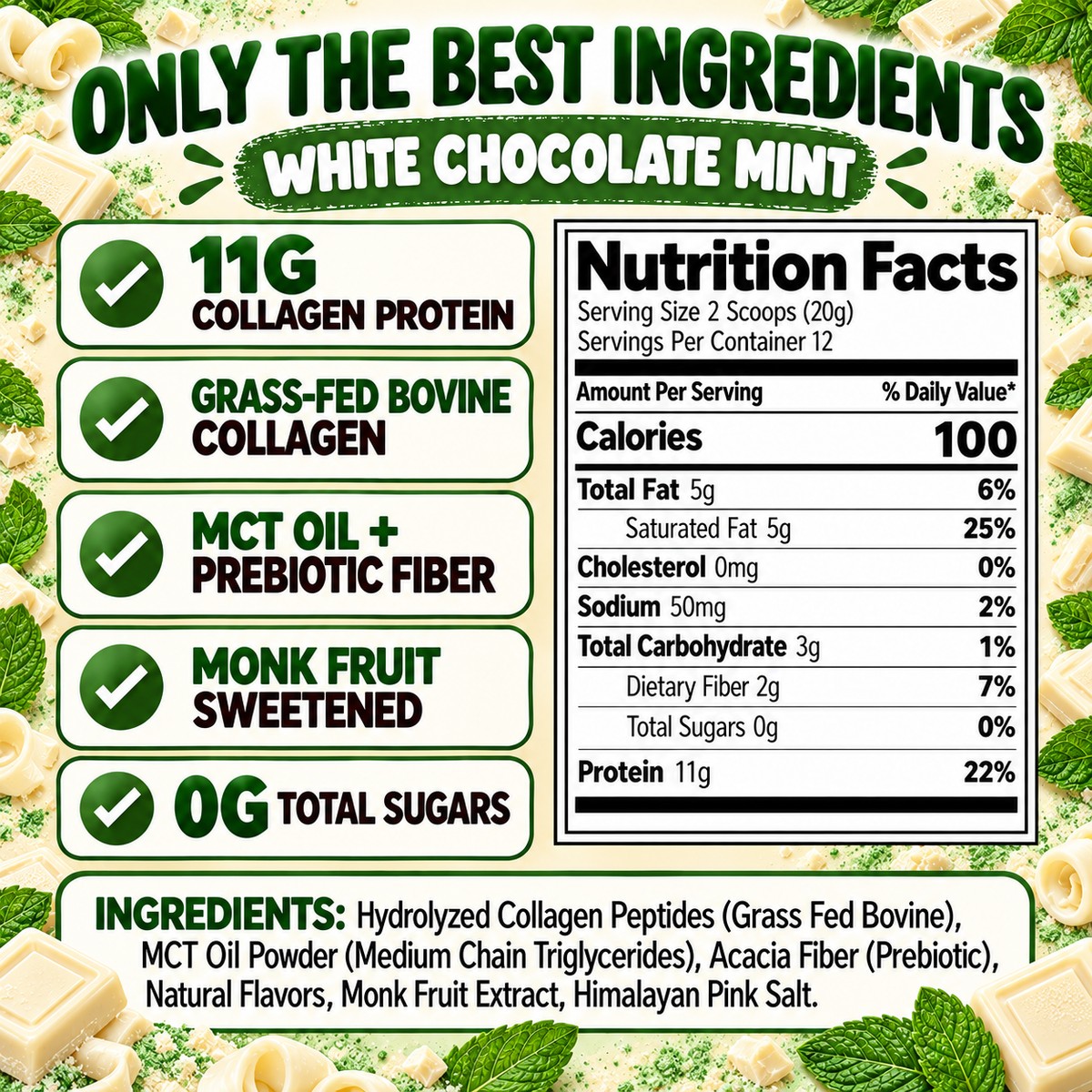 Collagen Protein Creamer - White Chocolate Mint