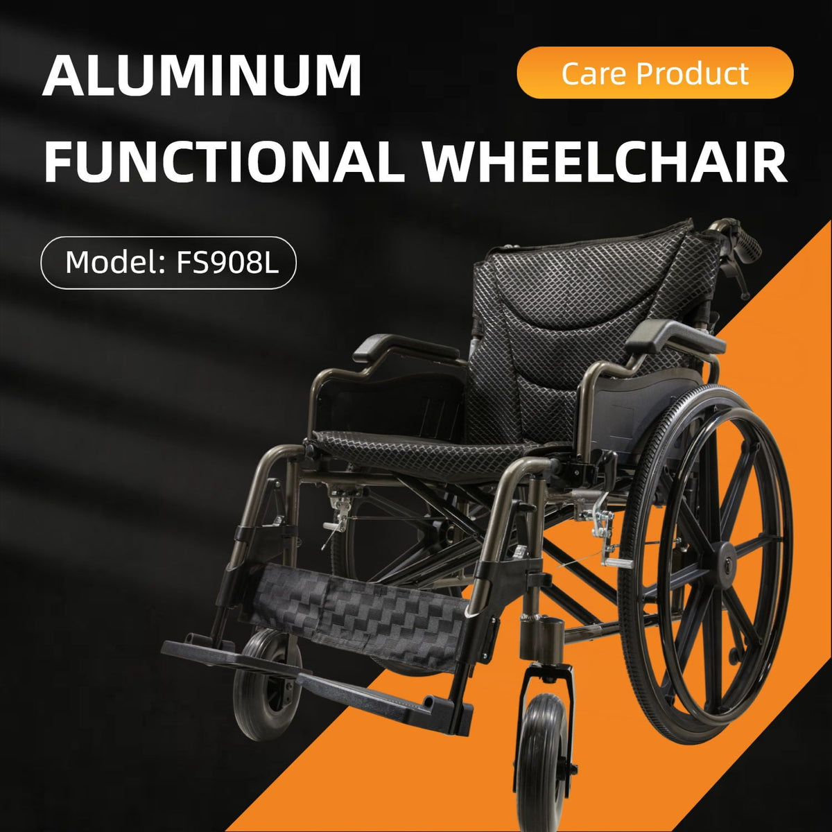 Lightweight Foldable Nursing Wheelchair with 300 lbs Capacity - Gray