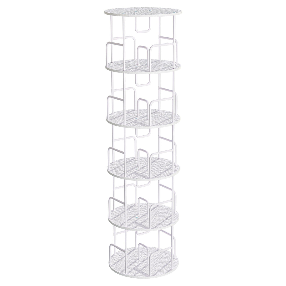 Rotating Bookshelf Tower 5 Tier Spinning 360 Degree Revolving Storage Shelf - Wood & Iron