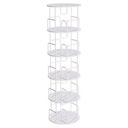 Rotating Bookshelf Tower 5 Tier Spinning 360 Degree Revolving Storage Shelf - Wood & Iron