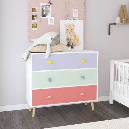 3 Drawer Dresser Storage Cabinet with Anti-Tip Safety - White or Green