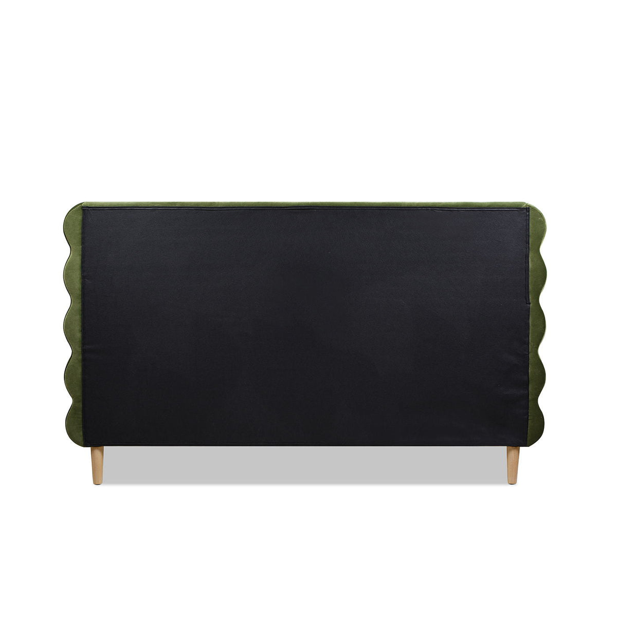 Modern Wavy Headboard Platform Bed with Upholstered Frame - White or Dark Green