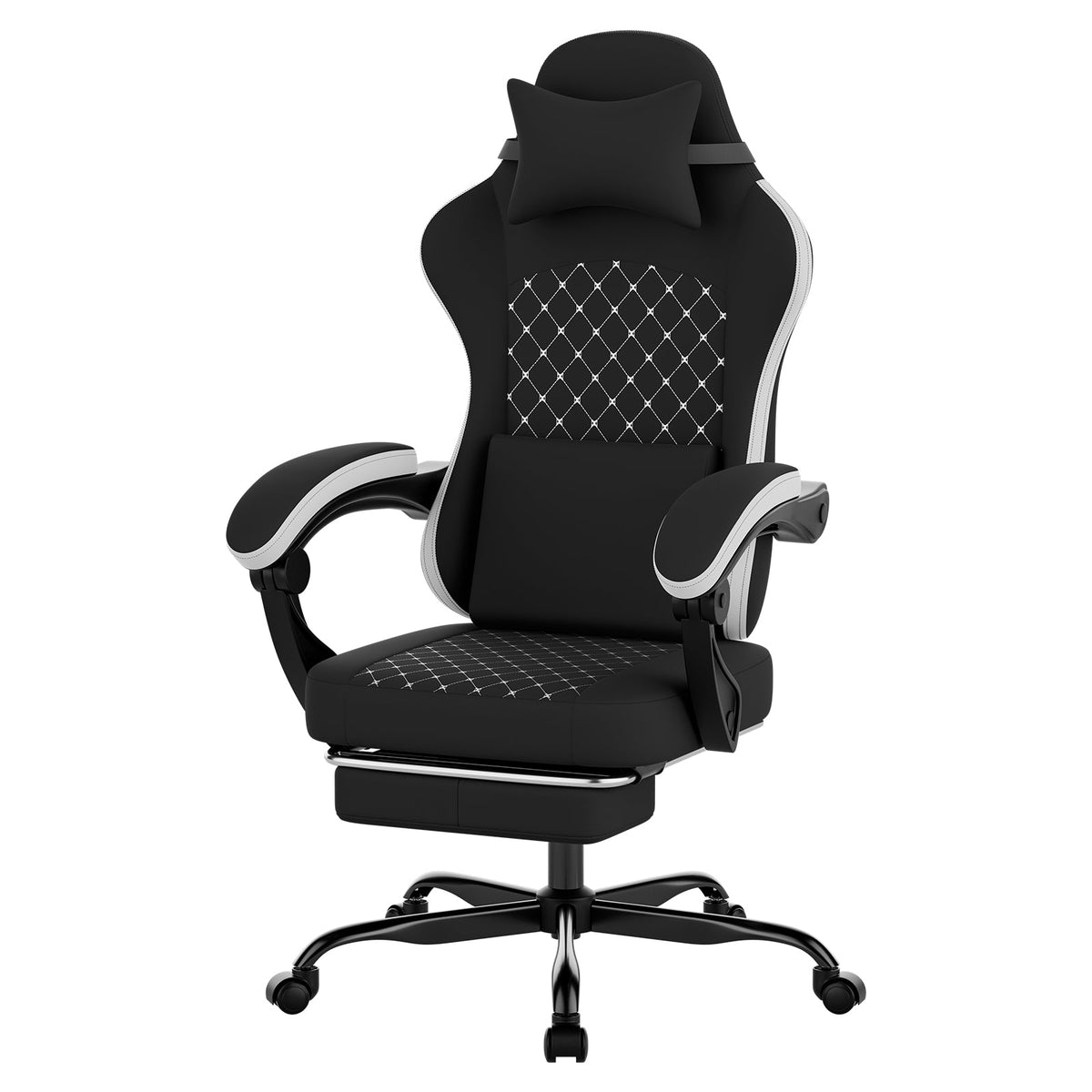 Gaming Chair with Massage and Ergonomic Design - Black/White