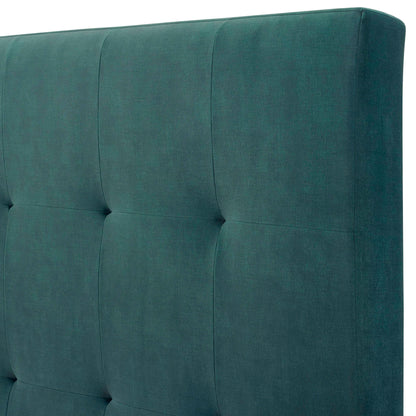 Tufted Upholstered Headboard Platform Bed with Padded Headboard - Queen, Beige or Dark Green