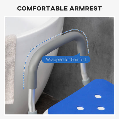 Padded Shower Chair with Arms and Adjustable Height - Aluminum
